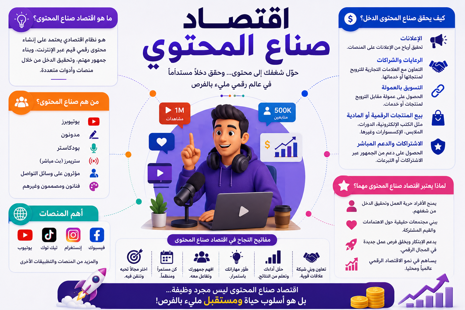 رسم يوضح اقتصاد صناع المحتوى (Creator Economy).